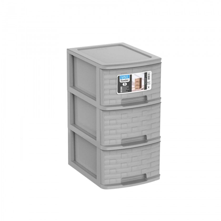 Caixa Organizadora Bamboo A4 Plus 3 Gavetas 35X26X49cm