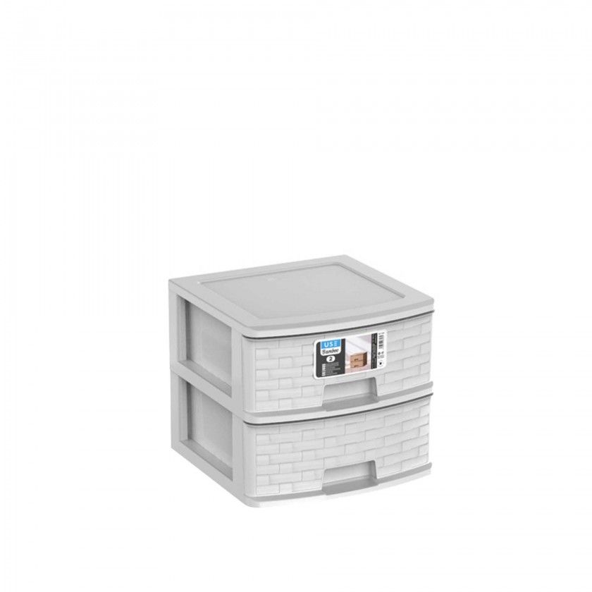 Caixa Organizadora Bamboo 2 Gavetas 39X39X34cm