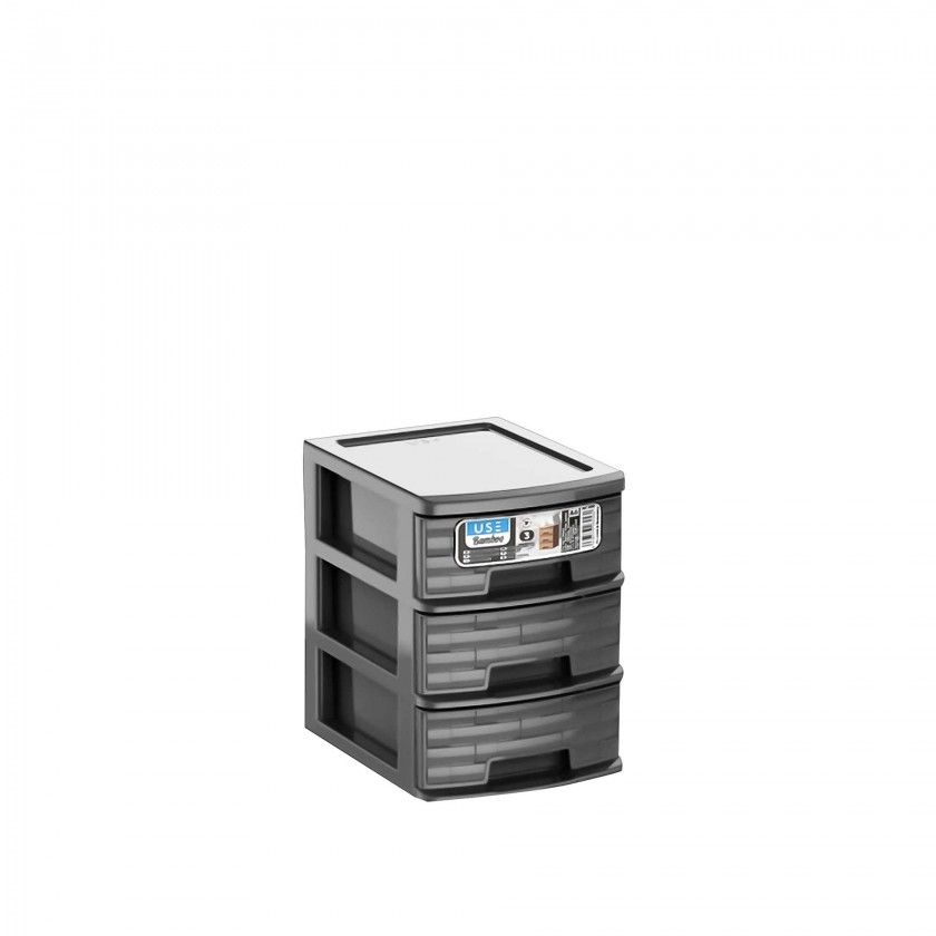 Caixa Organizadora Bamboo 3 Gavetas Elegant 17.5X13.5X18cm