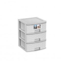 Caixa Organizadora Bamboo 3 Gavetas Cinzento Claro 39X39X50cm