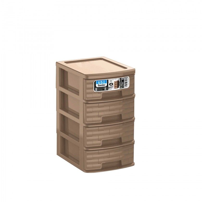 Caixa Organizadora Bamboo 4 Gavetas Sand 17.5X13.5X24cm Caixa Organizadora Bamboo 4 Gavetas Sand 17.5X13.5X24cm