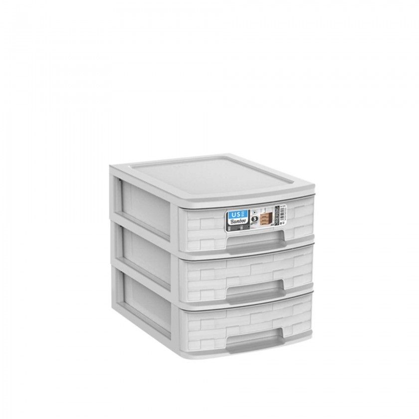 Caixa Organizadora Bamboo A4 3 Gavetas 35X26X28cm