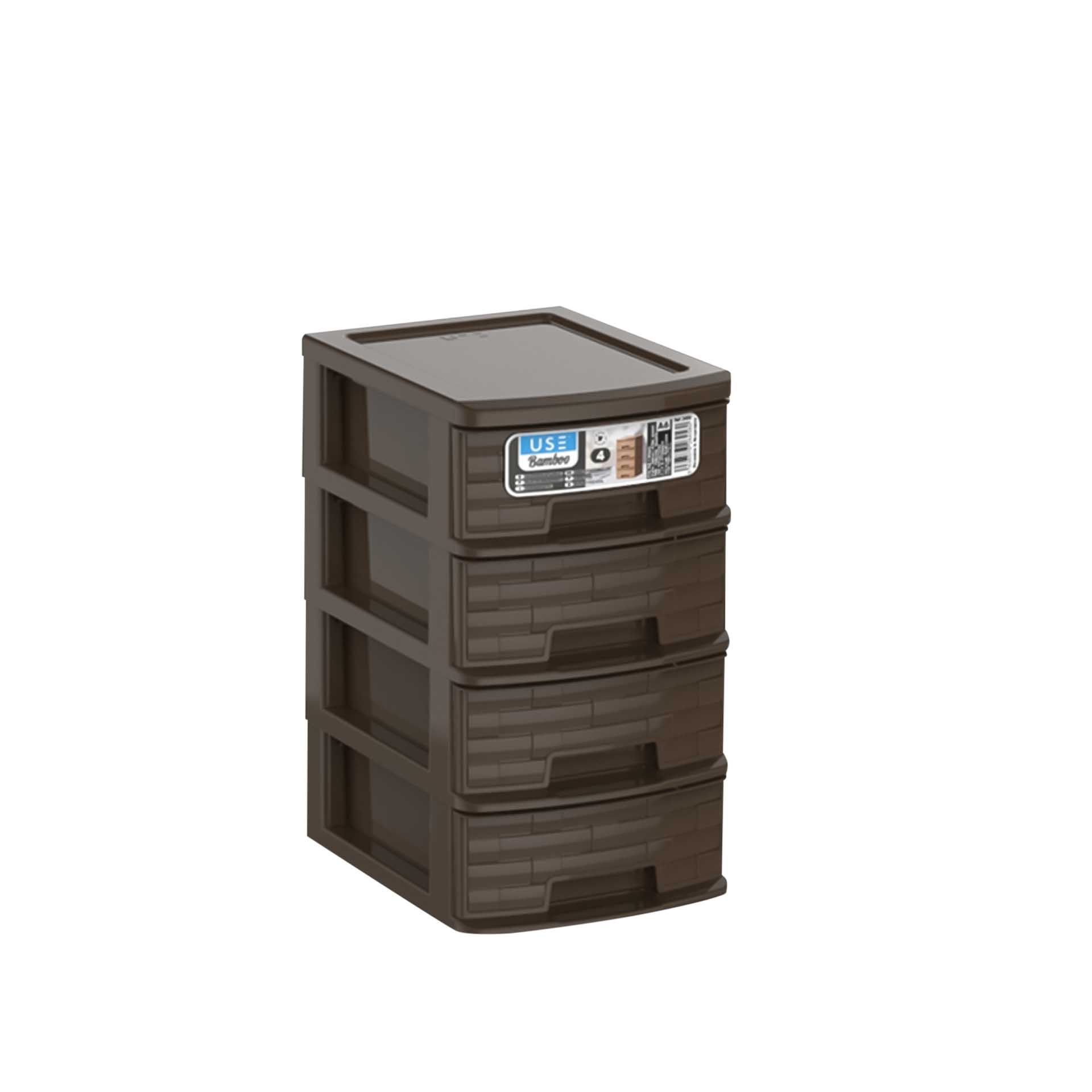 Caixa Organizadora Bamboo 4 Gavetas Sand 17.5X13.5X24cm