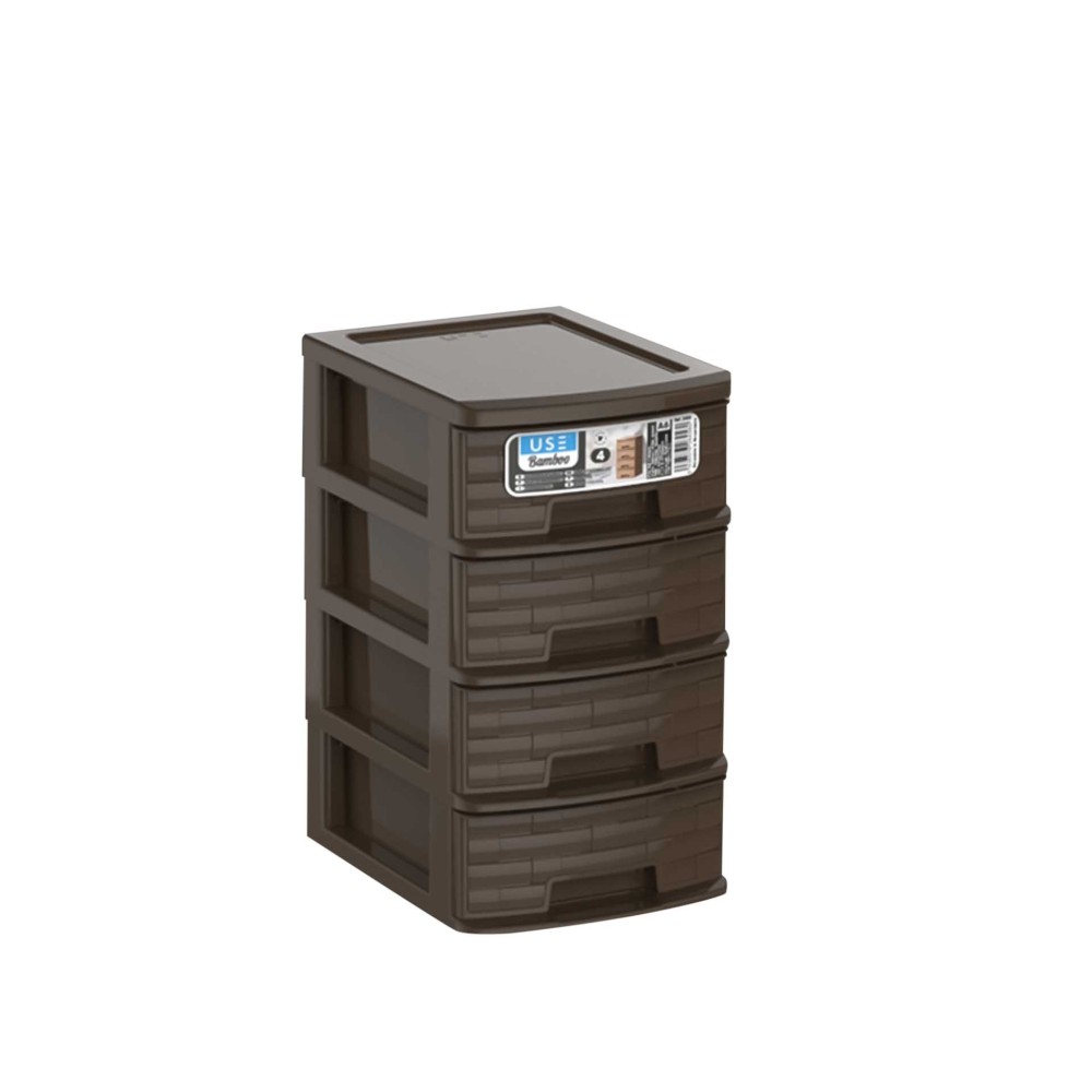 Caixa Organizadora Bamboo 4 Gavetas Sand 17.5X13.5X24cm