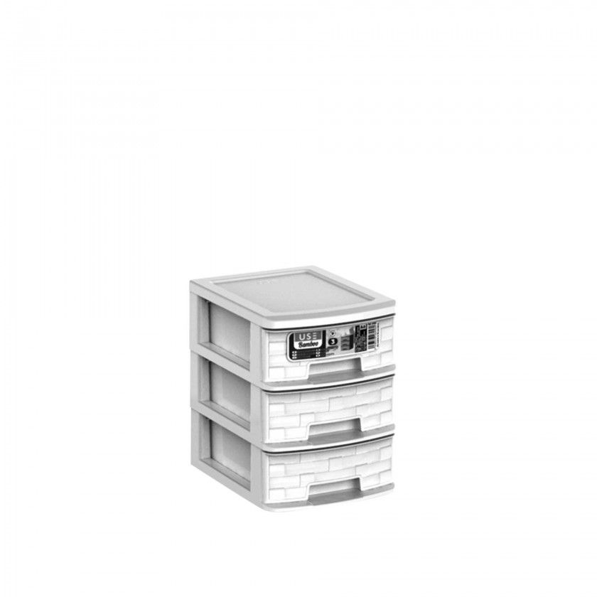 Caixa Organizadora Bamboo 3 Gavetas Elegant 17.5X13.5X18cm