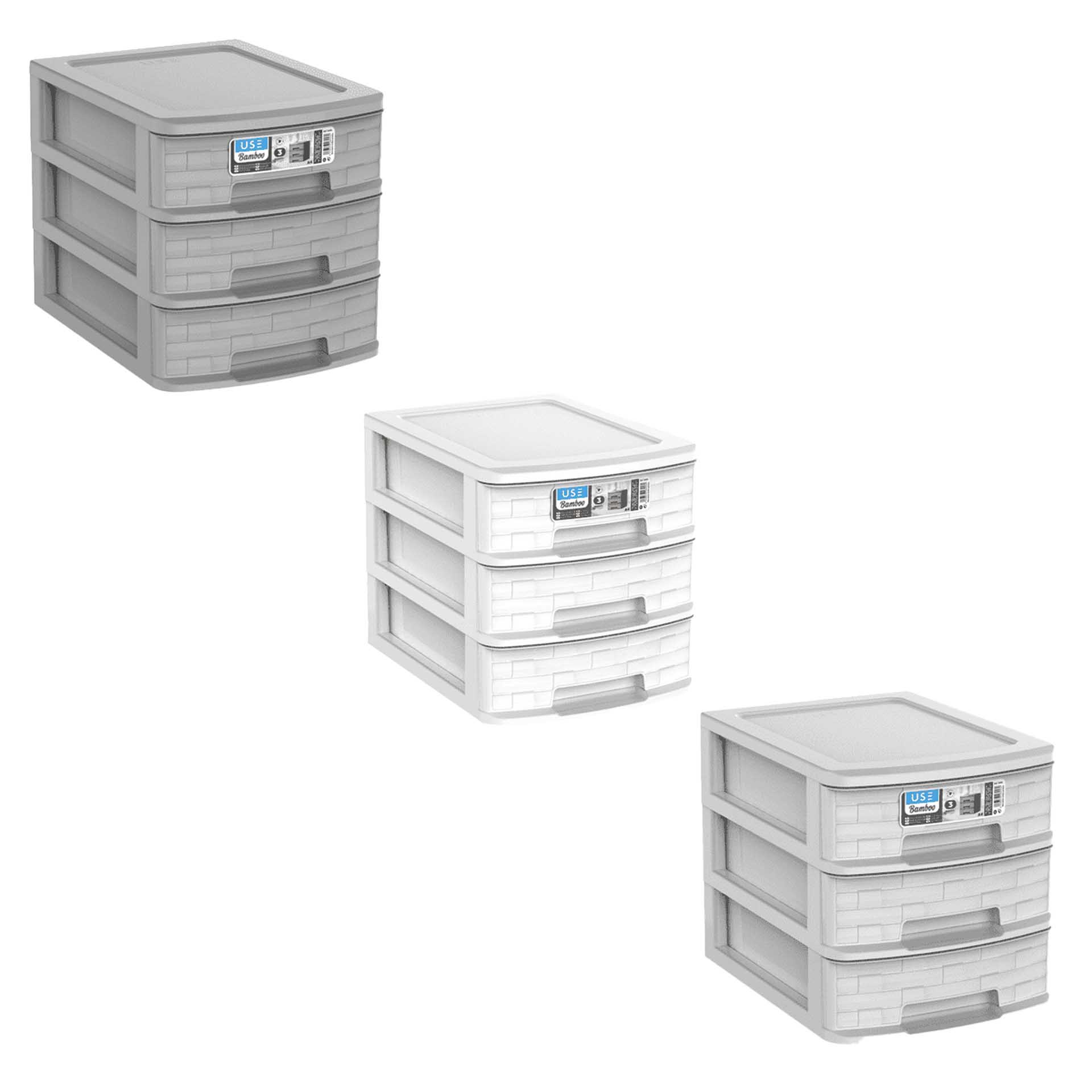 Caixa Organizadora Bamboo A4 3 Gavetas 35X26X28cm