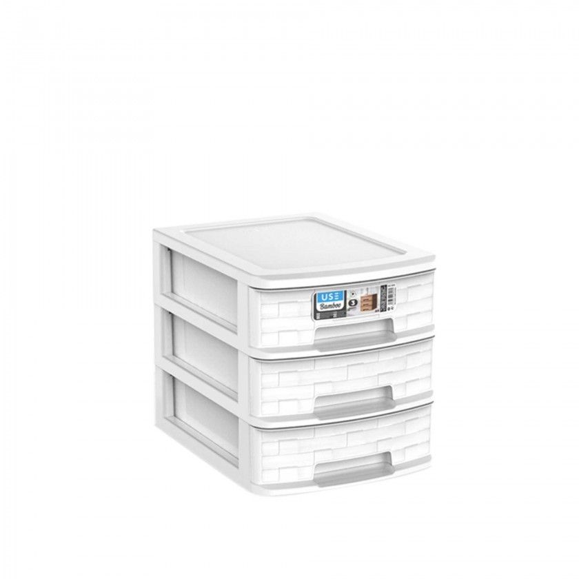 Caixa Organizadora Bamboo A4 3 Gavetas 35X26X28cm