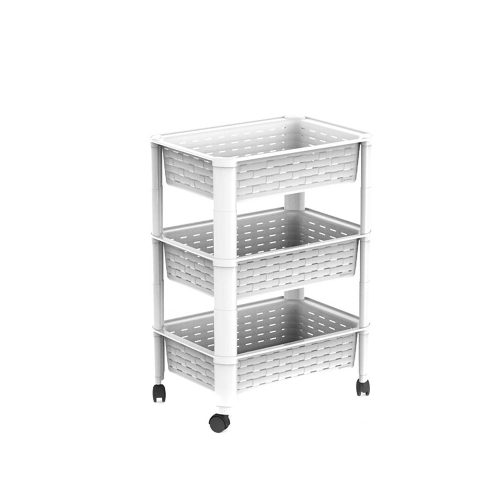 Carrinho Multiusos 3 Cestos Branco 42X30X59cm