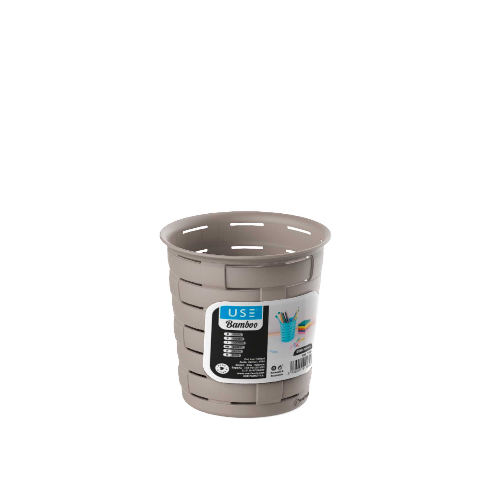 Cesto Multiusos Bamboo Redondo Sand 700ml 11X11cm