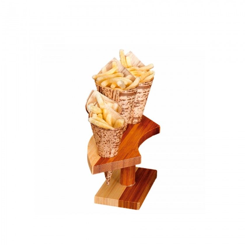 Suporte Bambu Natural 4 Cones 26X10.5X9cm Suporte Bambu Natural 4 Cones 26X10.5X9cm