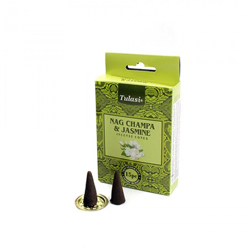 Cone Incenso Tulasi com Base Pack 15