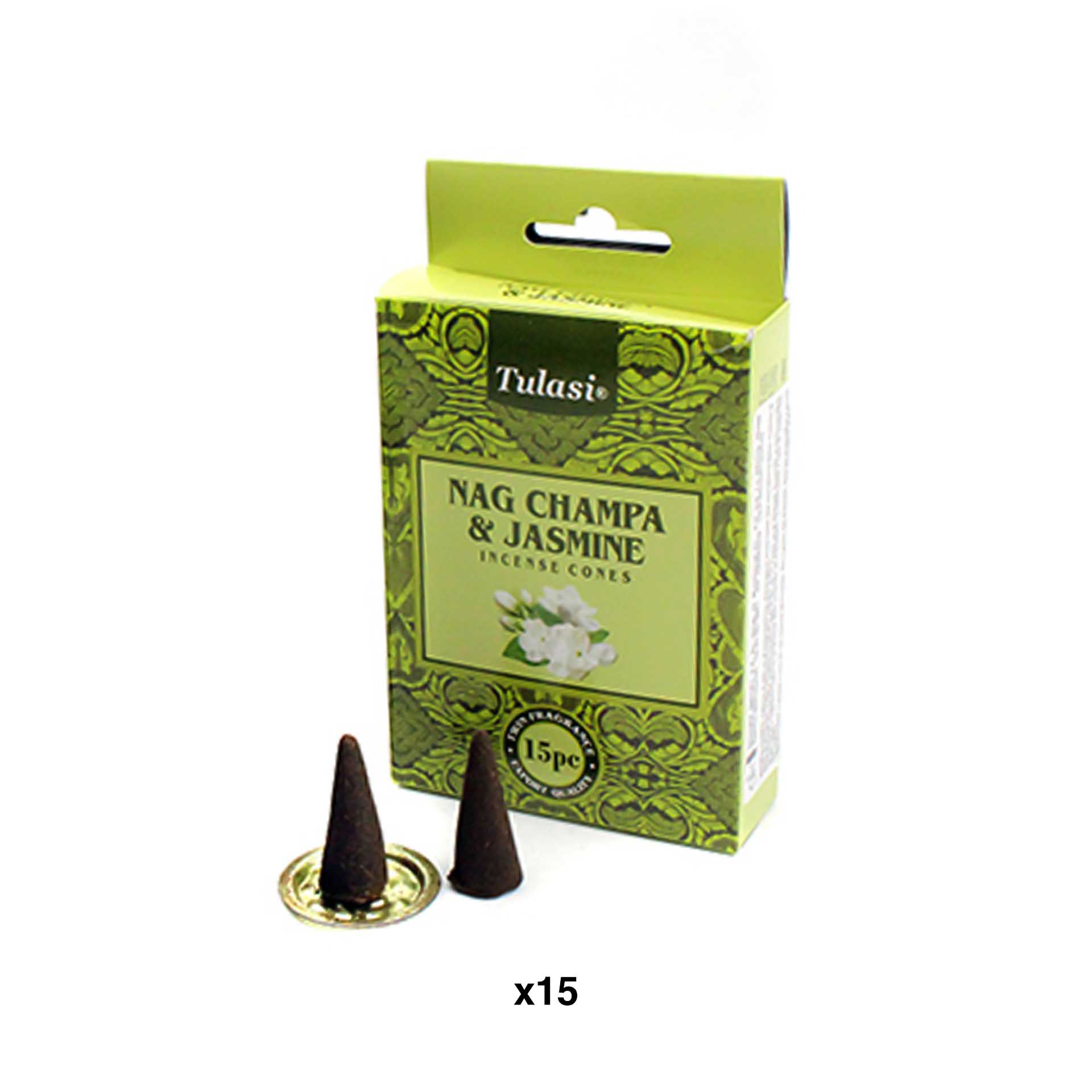 Cone Incenso Tulasi com Base Pack 15
