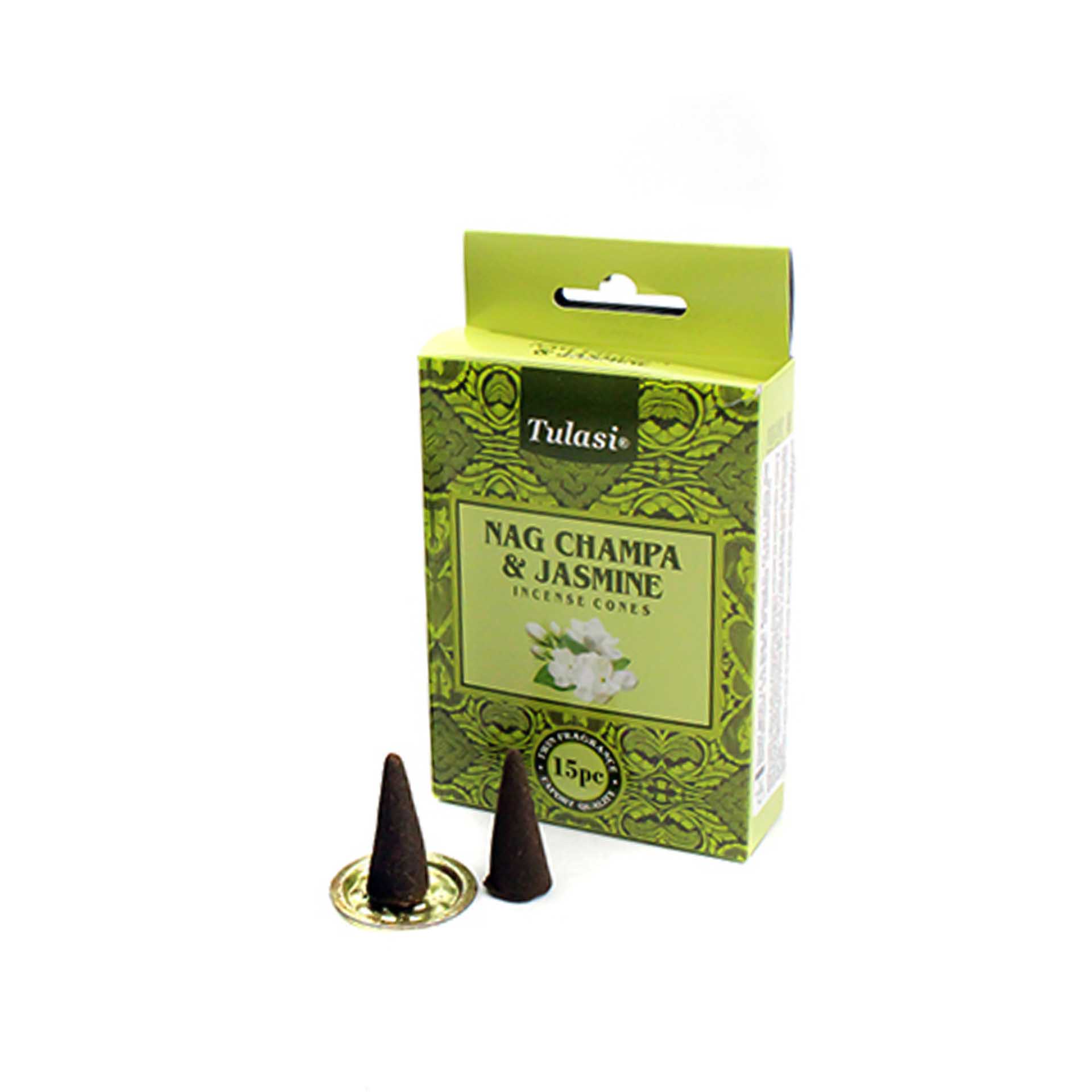 Cone Incenso Tulasi com Base Pack 15