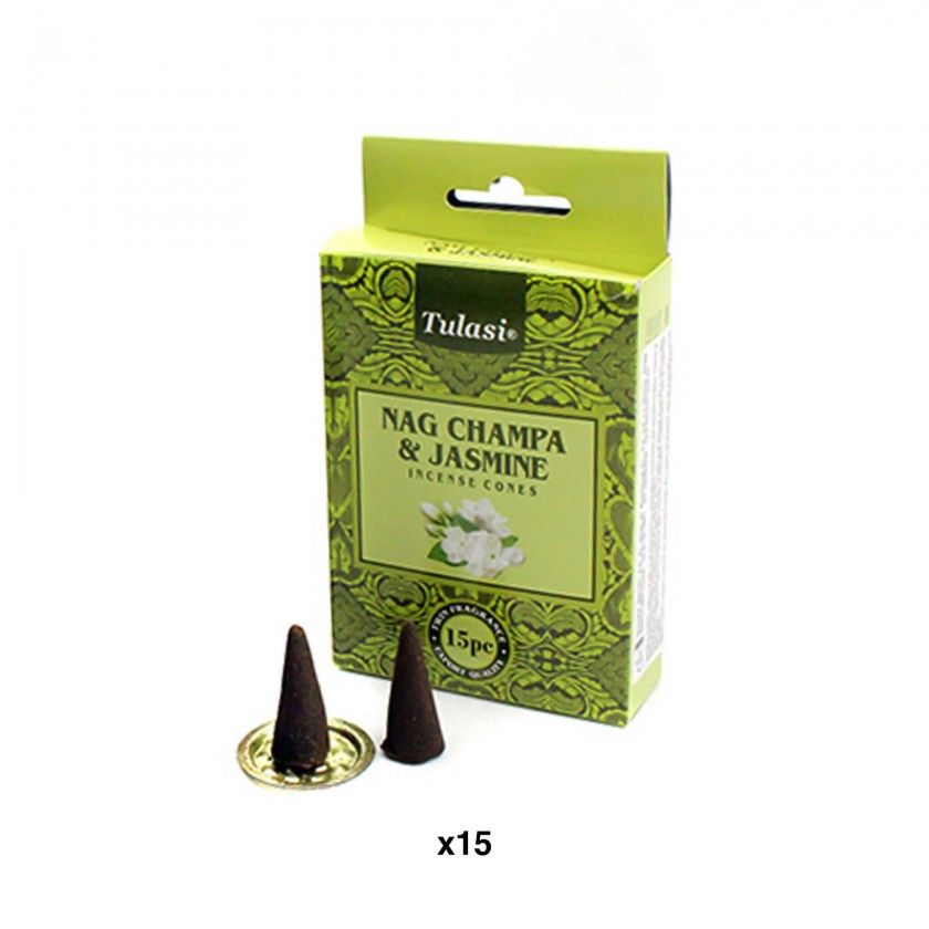 Cone Incenso Tulasi com Base Pack 15 Cone Incenso Tulasi com Base Pack 15