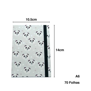 Caderno Ursinho Panda 70 Folhas A6 10.5X14cm
