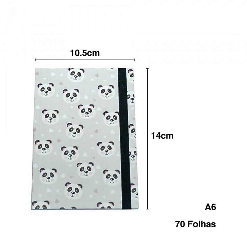 Caderno Ursinho Panda 70 Folhas A6 10.5X14cm