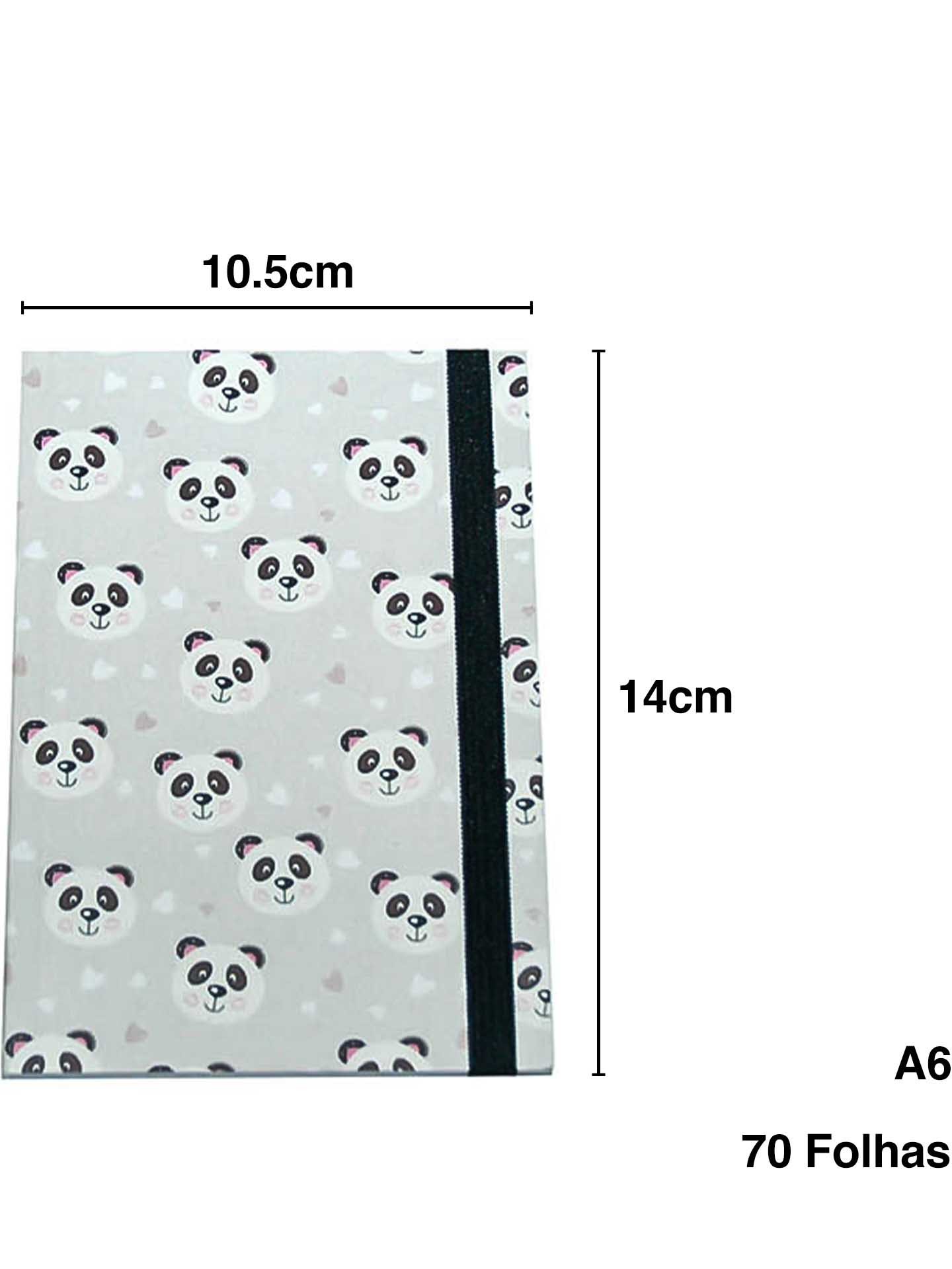 Caderno Ursinho Panda 70 Folhas A6 10.5X14cm
