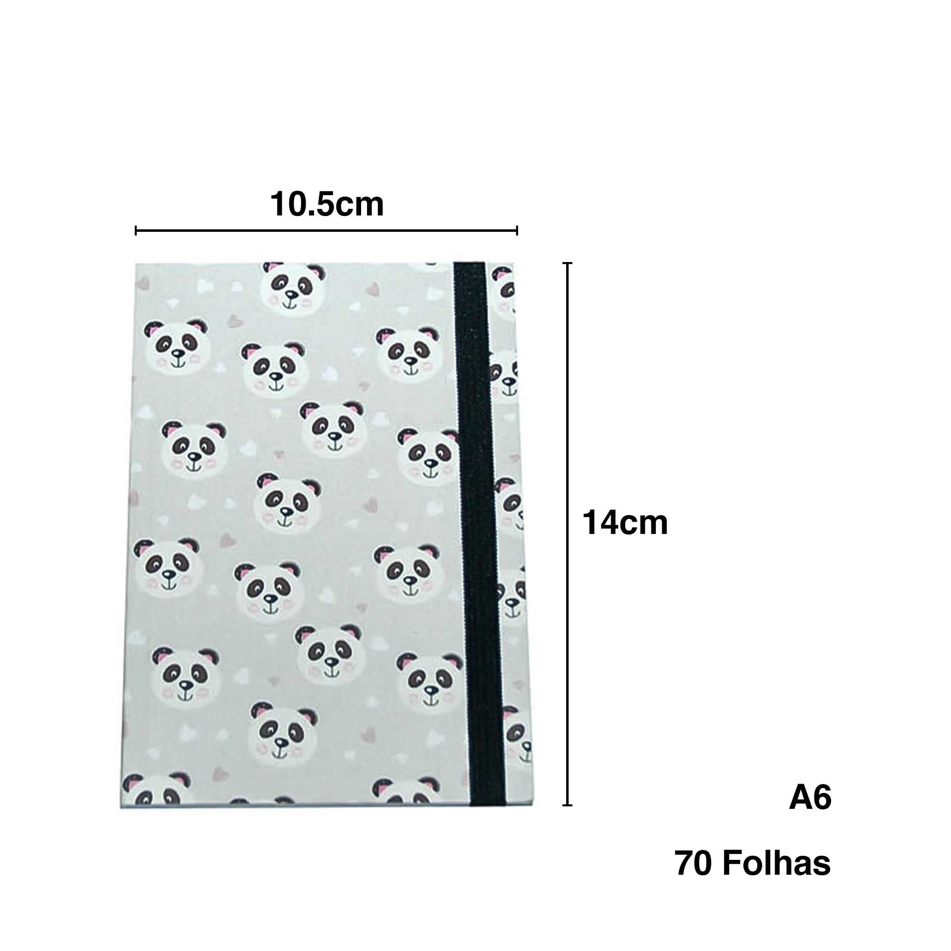 Caderno Ursinho Panda 70 Folhas A6 10.5X14cm