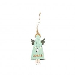 Anjo Madeira Com Estrela Verde