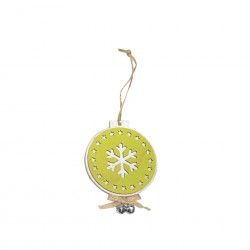 Bola Madeira Com Floco Neve Verde