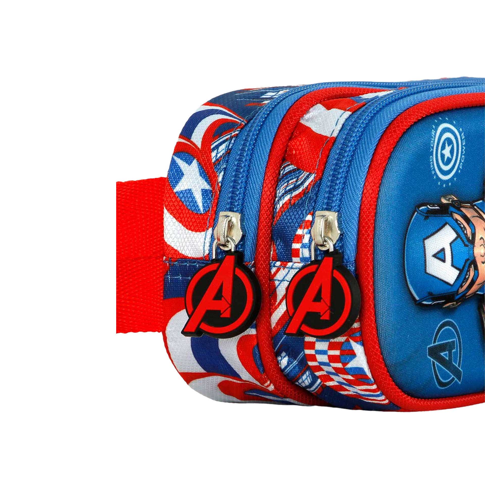 Estojo Escolar Duplo Capitão America 3D 22X9.5X8cm