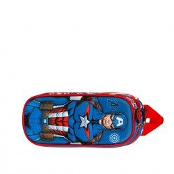 Estojo Escolar Duplo Capito America 3D 22X9.5X8cm