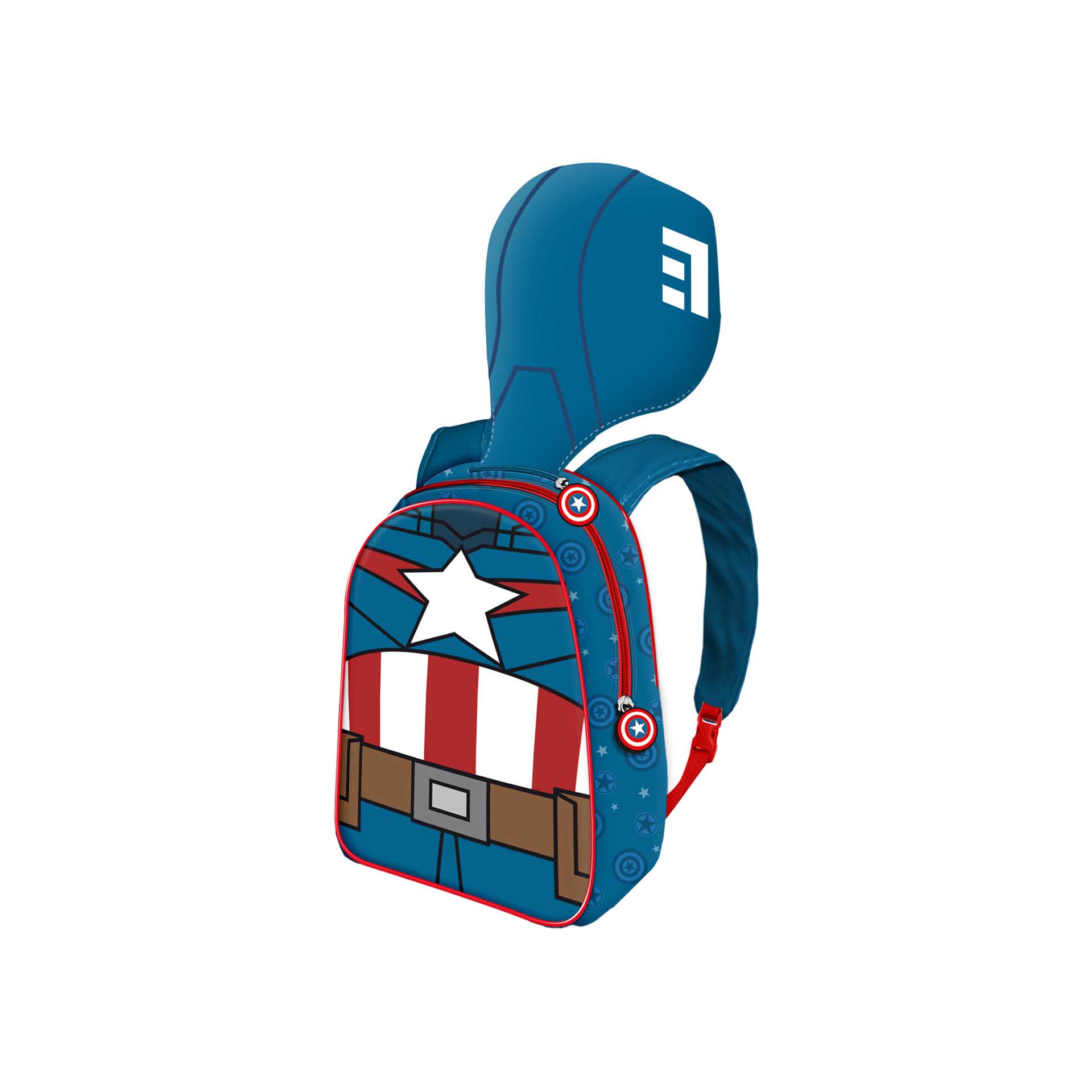 Mochila Infantil com Capuz Capitão América 26X31X11cm