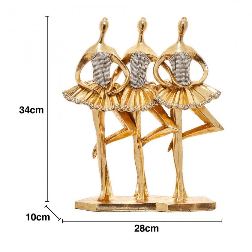 Estátua 3 Bailarinas Dourado 28X10X34cm Estátua 3 Bailarinas Dourado 28X10X34cm