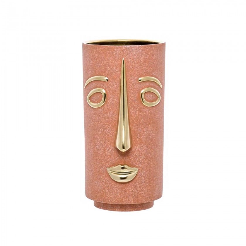 Jarra Cermica Golden Brick Face 15X15X30cm