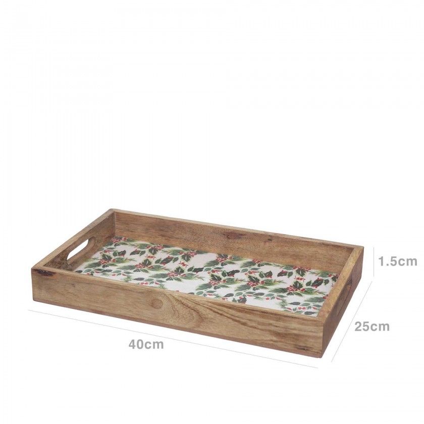 Tabuleiro Azevinho Madeira 40X25X5cm Tabuleiro Azevinho Madeira 40X25X5cm