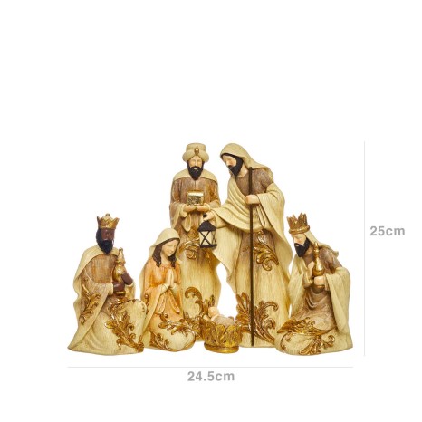 Pres�pio Natal Dourado 6 Pe�as 24.5X15X25cm - Image product