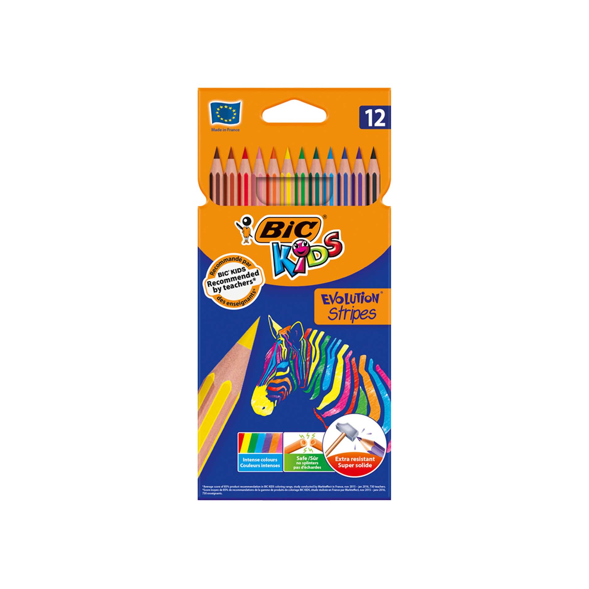 Lápis Cor Bic Kids Evolution Stripes 3mm 12 Cores