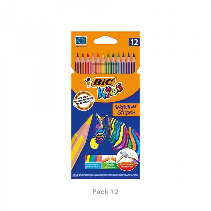 Lápis Cor Bic Kids Evolution Stripes 3mm 12 Cores Lápis Cor Bic Kids Evolution Stripes 3mm 12 Cores