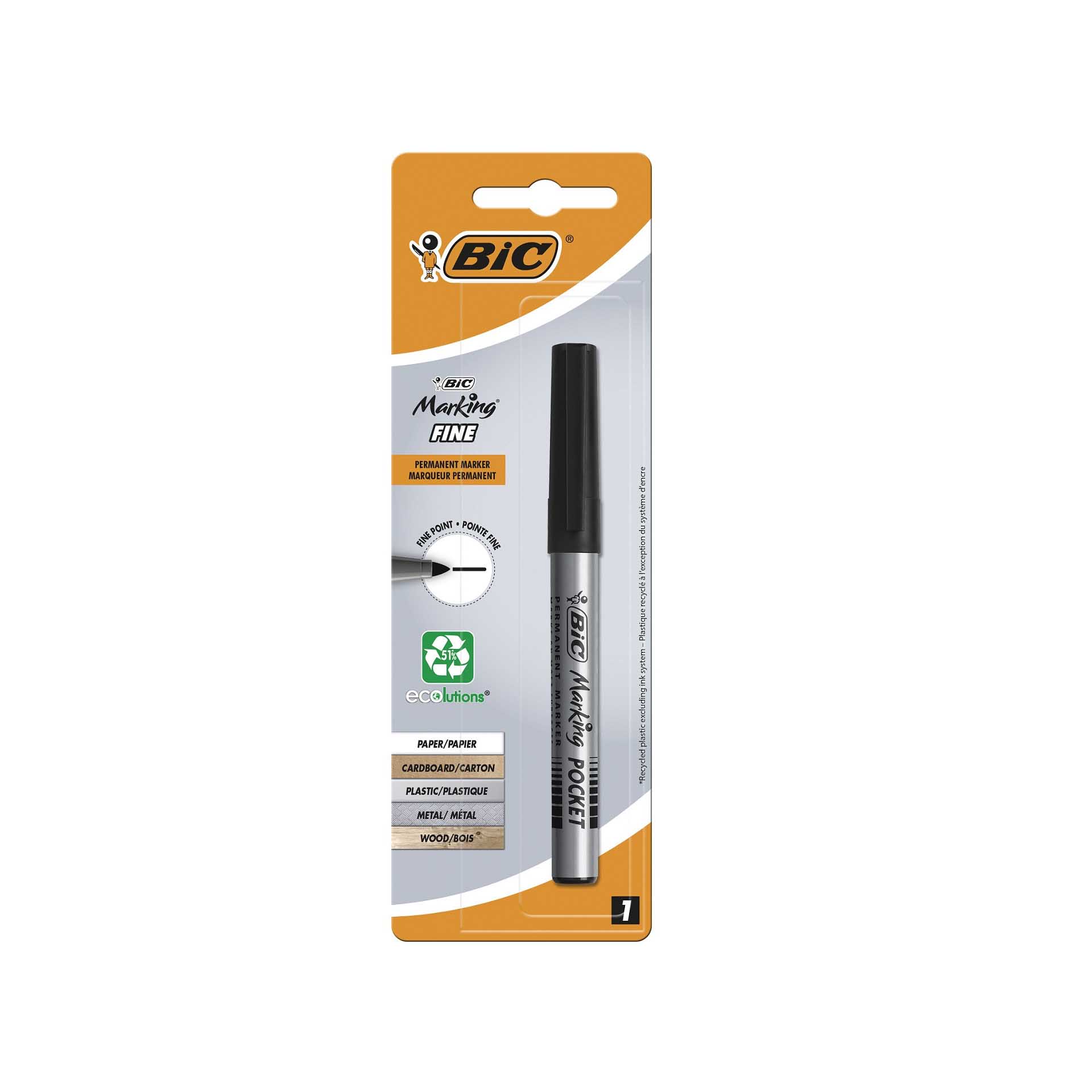 Marcador Permanente Bic Pocket Preto