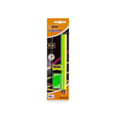 Lápis Grafite Bic Evolution Flou 2HB + Afia + Borracha
