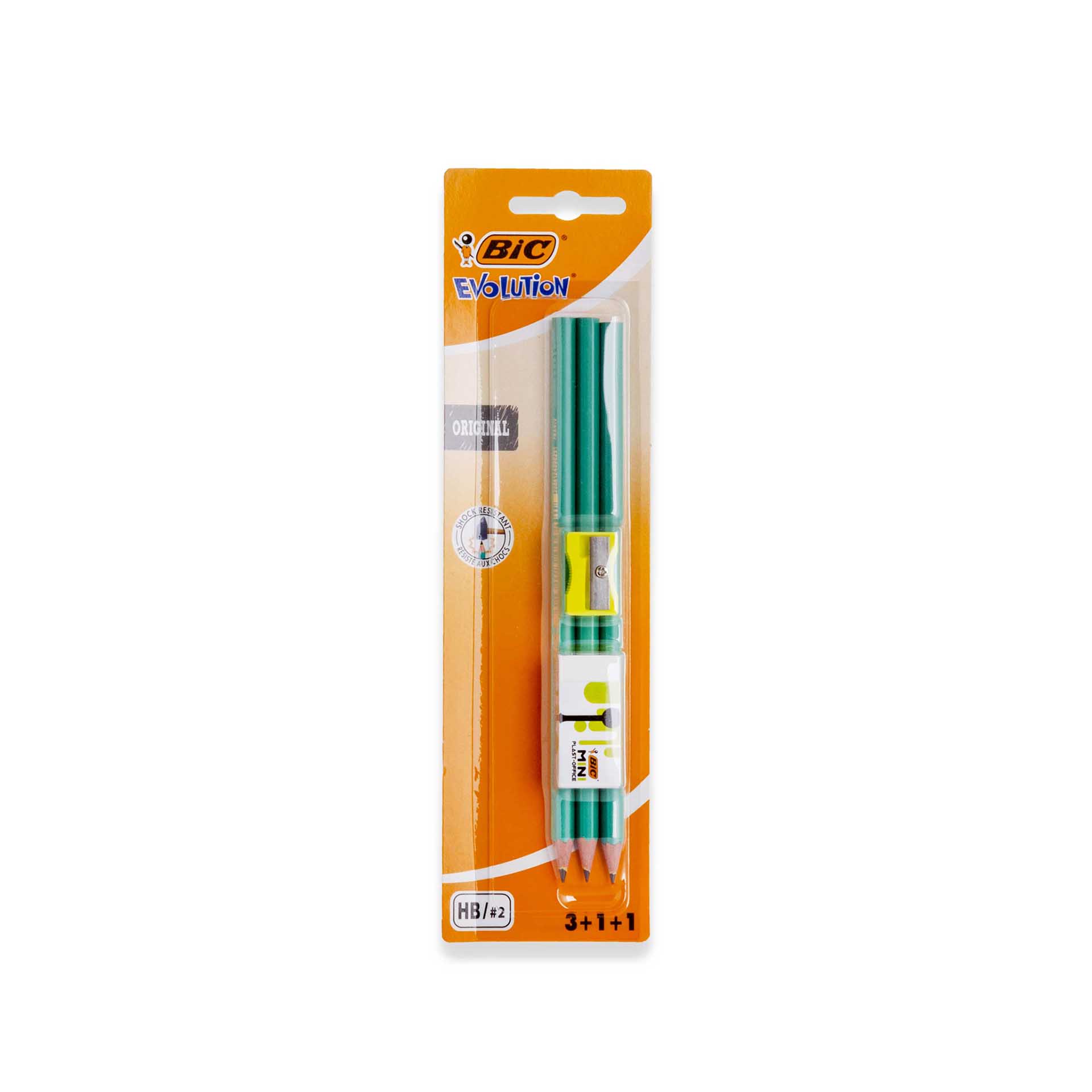 Lápis Grafite Bic Evolution 2HB + Afia + Borracha Pack 5