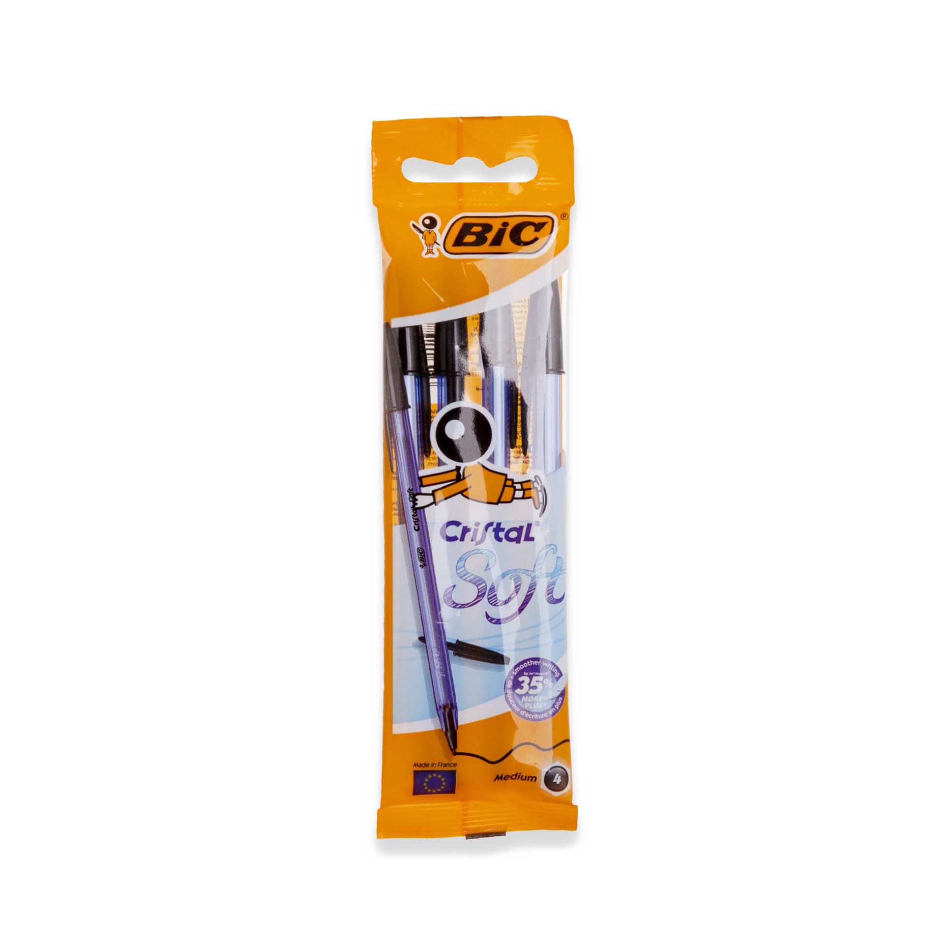 Esferográfica Bic Cristal Soft Preto Pack 4