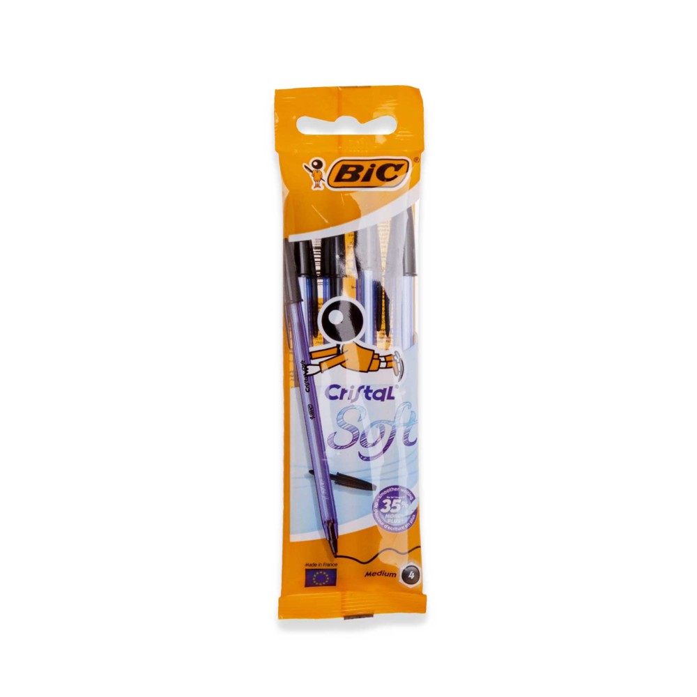 Esferográfica Bic Cristal Soft Preto Pack 4