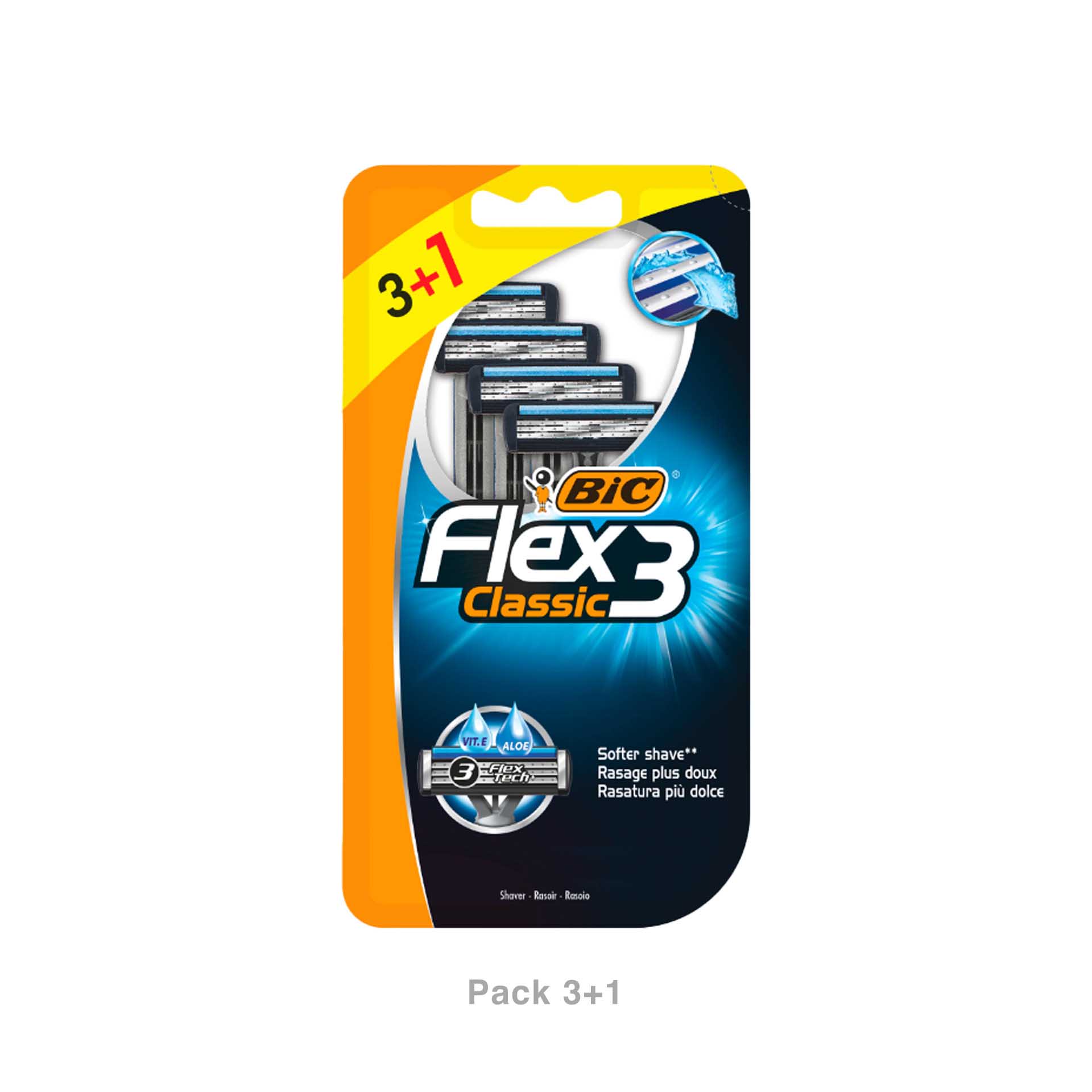 Máquina Barbear Descartável Bic Flex3 Pack 3+1