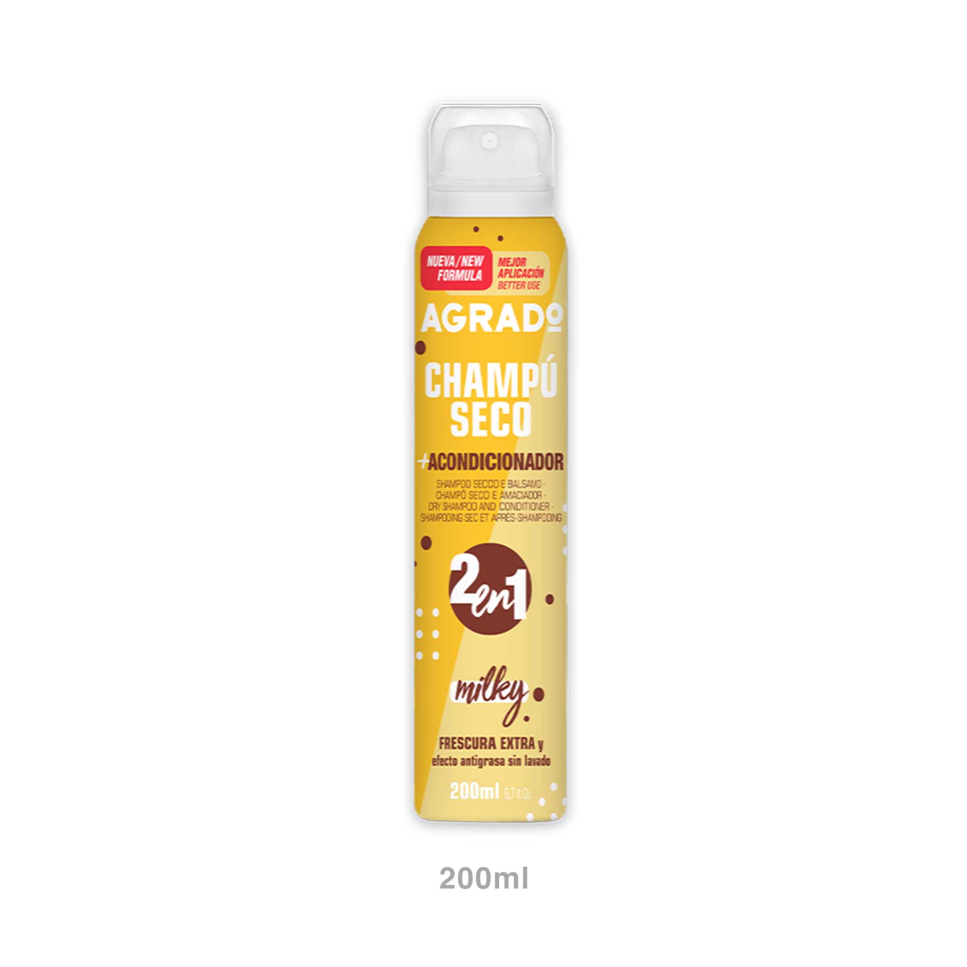 Champô Seco Agrado Spray Milky 270cc 200ml