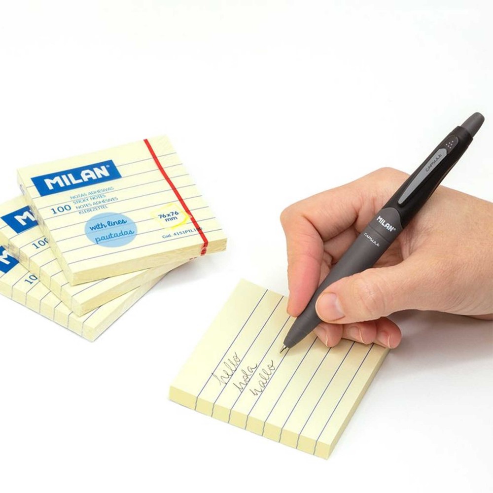 Bloco Notas Aderentes com Linhas Amarelo 100 Folhas 76X76mm