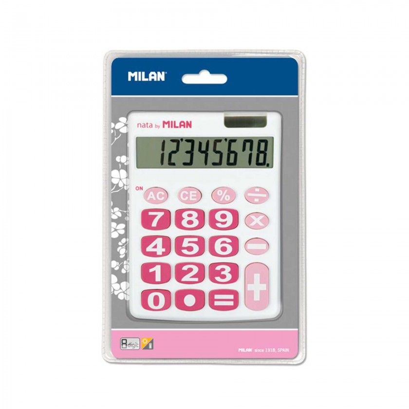 Calculadora Milan Branca Rosa 8 Dgitos