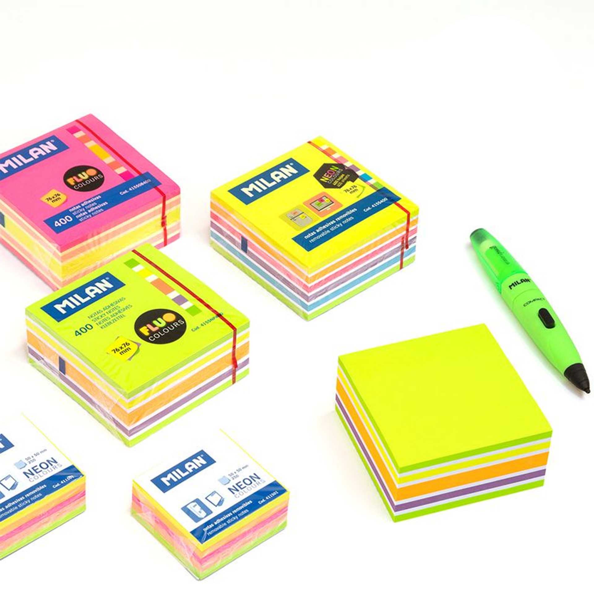 Bloco Notas Aderentes Milan Fluo 100 Folhas 76X76m