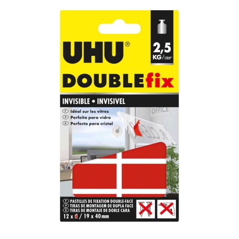 Tira Uhu Doublefix Dupla Face Invisível 19X40mm Pack 12 - Image product