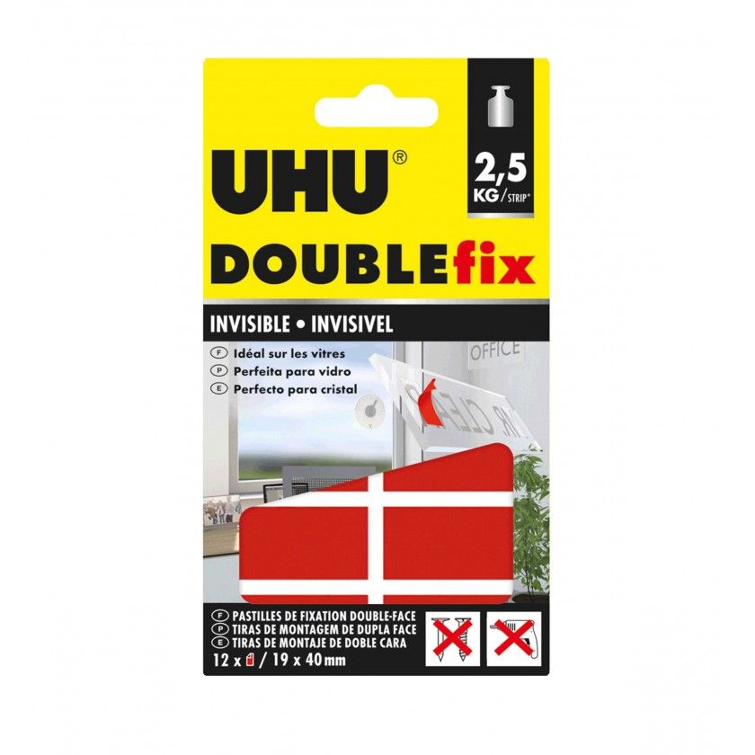 Tira Uhu Doublefix Dupla Face Invisvel 19X40mm Pack 12