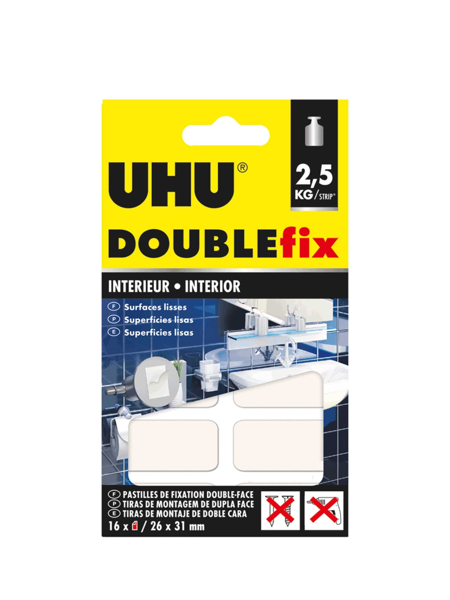Tira Uhu Doublefix Dupla Face Interiores 26X31mm Pack 16