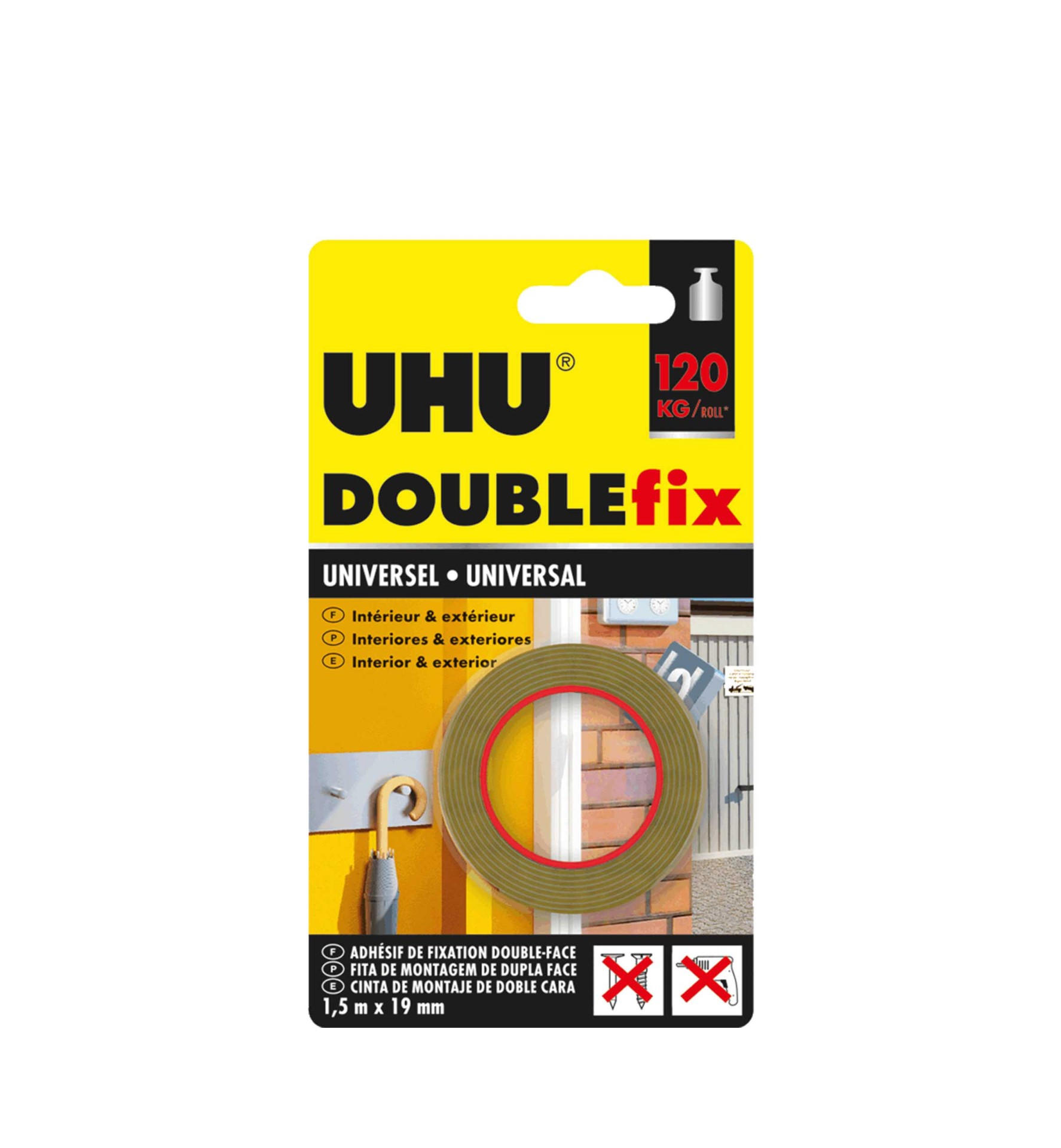 Fita Cola Uhu Doublefix Dupla Face Universal 1.5mX19mm