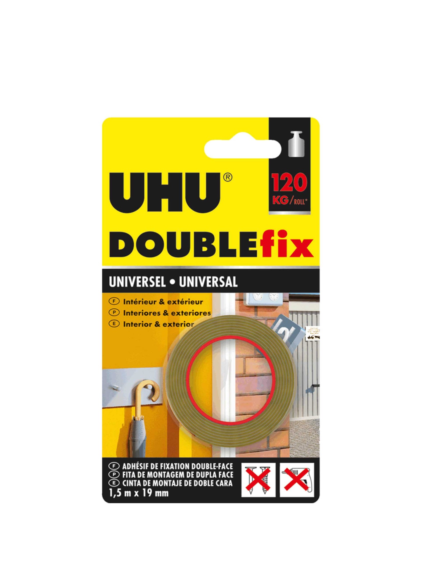 Fita Cola Uhu Doublefix Dupla Face Universal 1.5mX19mm