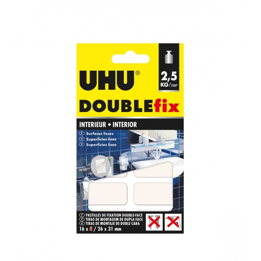 Tira Uhu Doublefix Dupla Face Interiores 26X31mm Pack 16