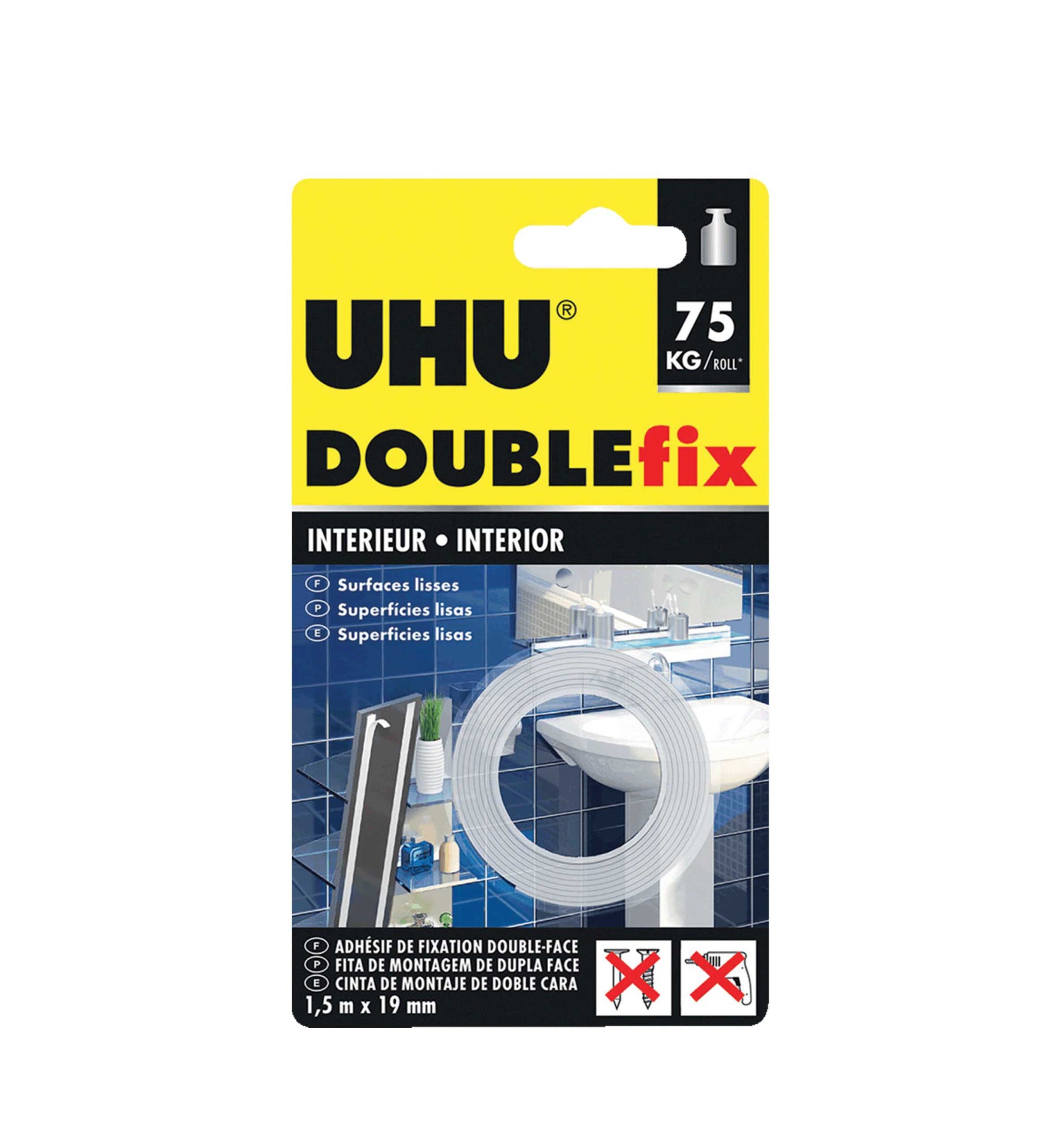 Fita Cola Uhu Doublefix Dupla Face Interiores 1.5mX19mm